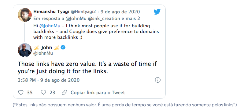 John Muller, líder do time de Search Relations do Google, anunciou que links provenientes de guest posts não possuem valor algum